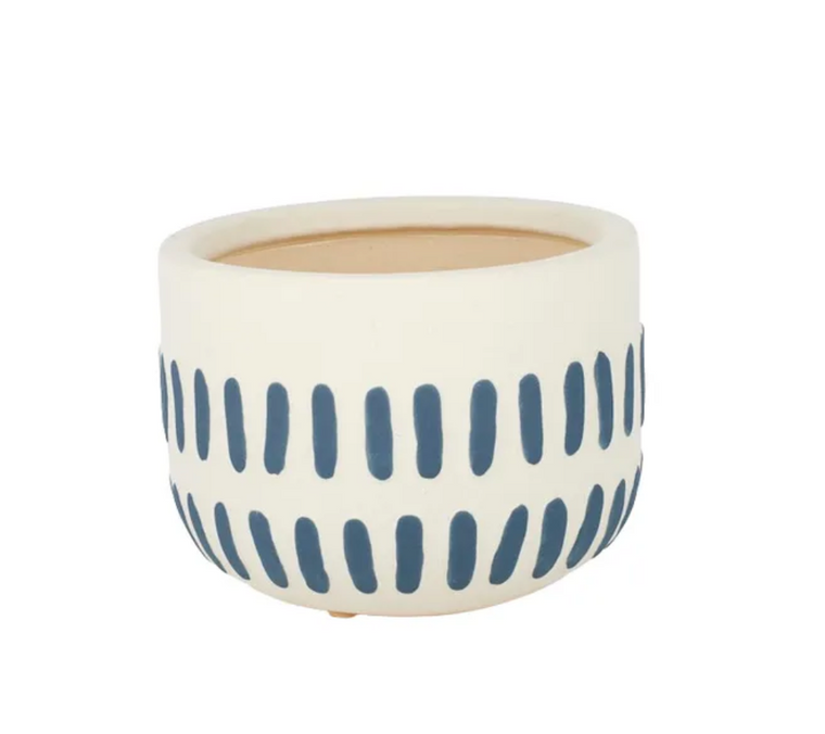 Jacob Ceramic Pot Natural & Denim