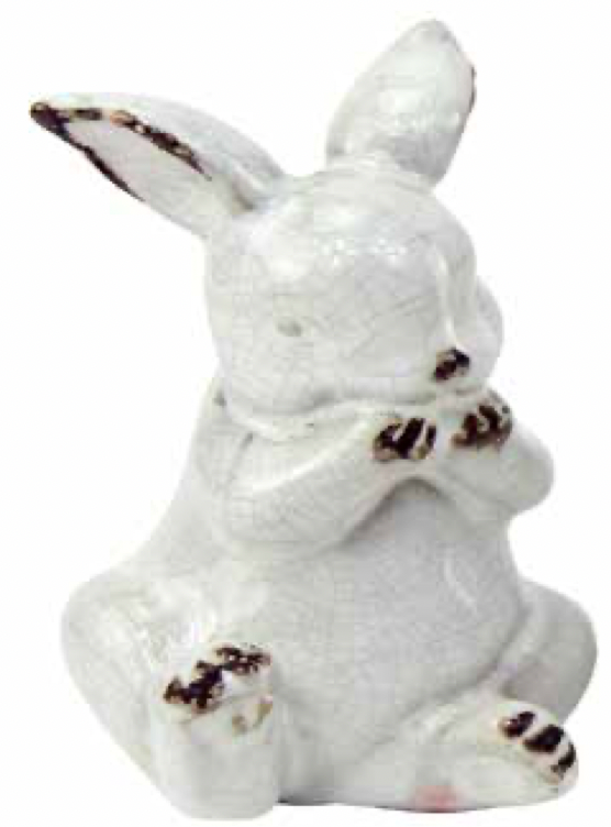 Contented White Crackle Glaze Rabbit