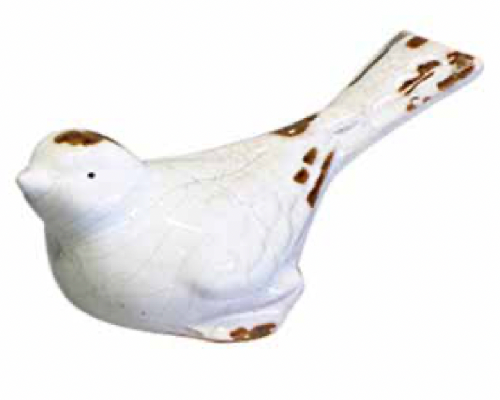 White Decorative Crackle Glaze Ceramic Bird
