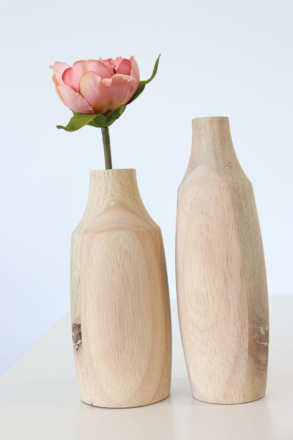 Wooden Vase with Glass Tube