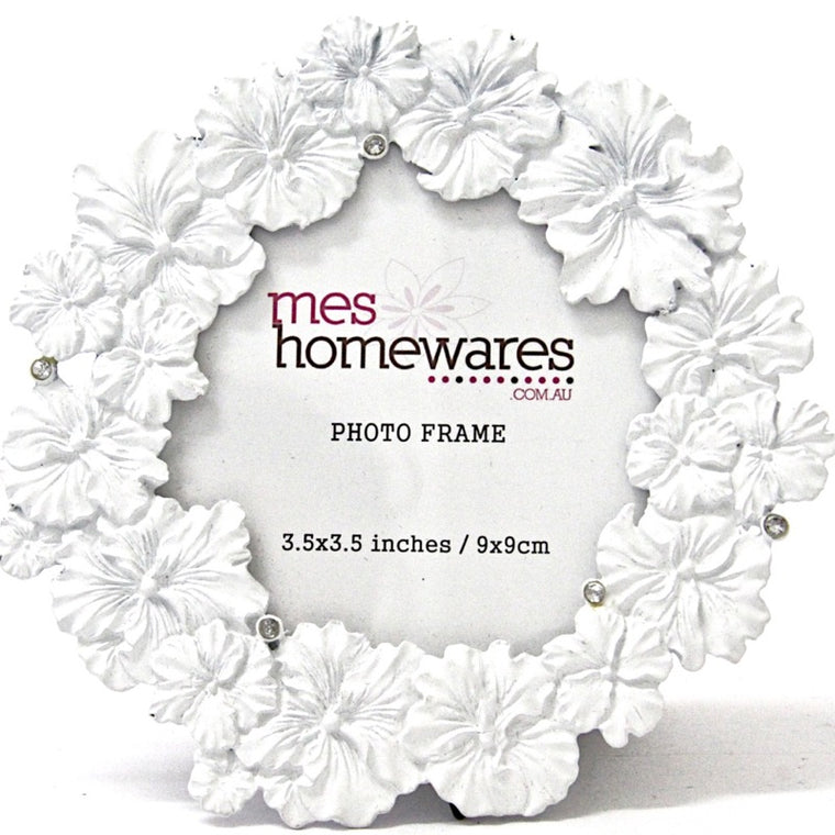 Photo Frame White Flowers 3.5×3.5
