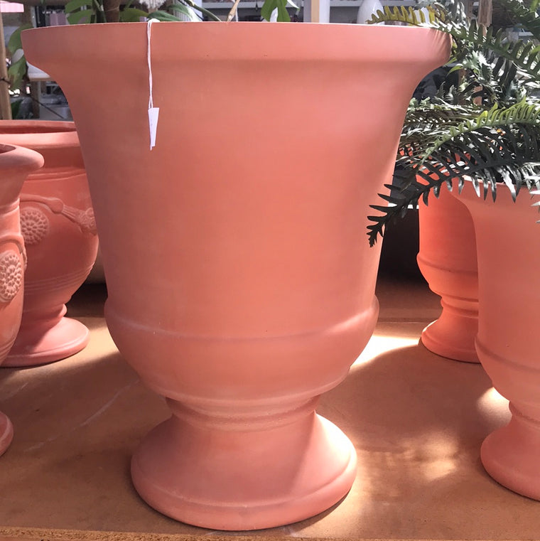 Footed Plain Urn Red Terracotta Washed