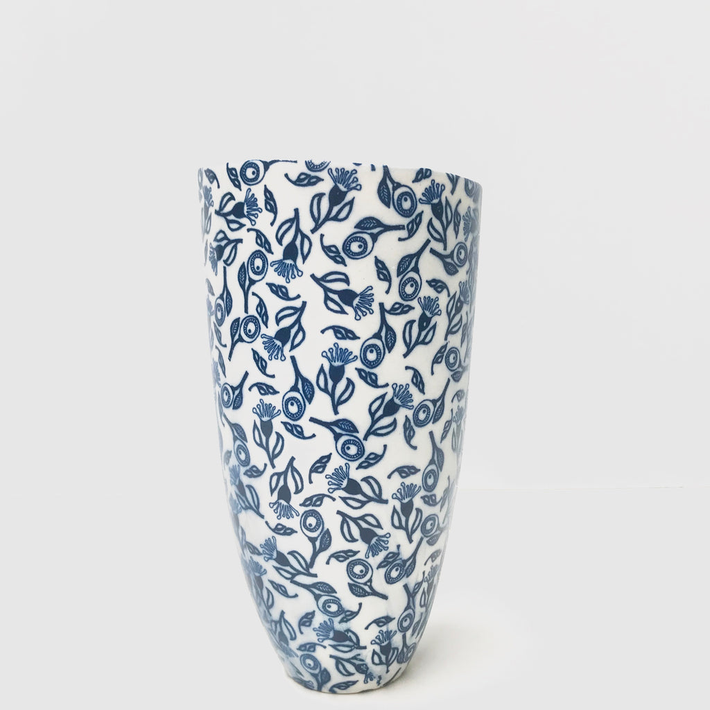 Small Porcelain Vase in Blue Print