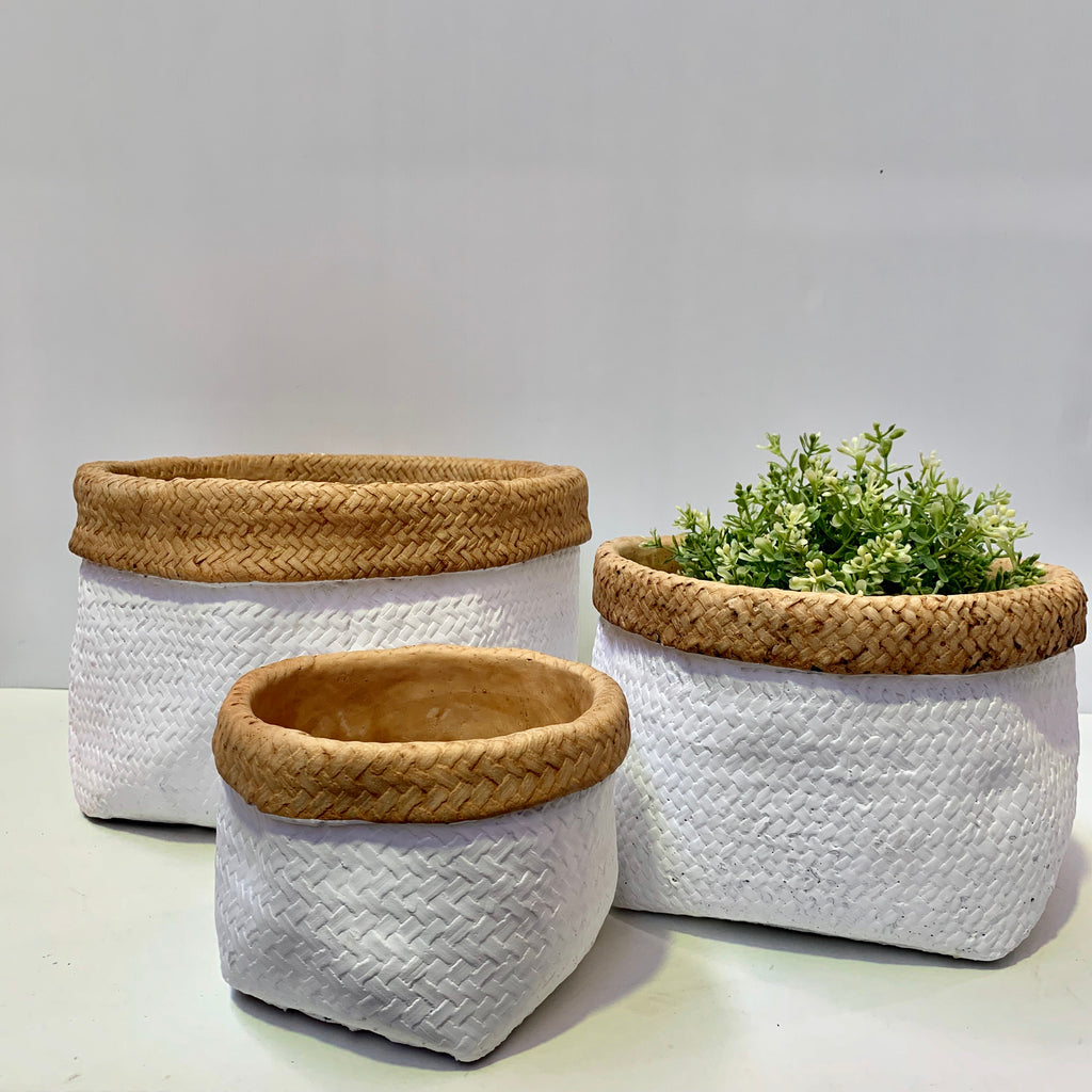 Two Toned Basket Weave Pots