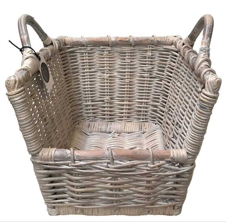 Log Carry Basket White Wash