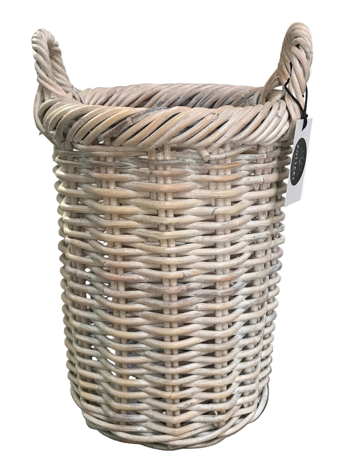 Tall Log Basket White Wash