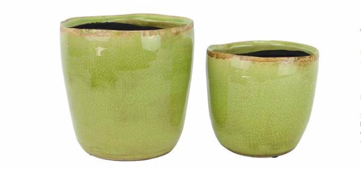 Tremargat Round Ceramic Pot -Green