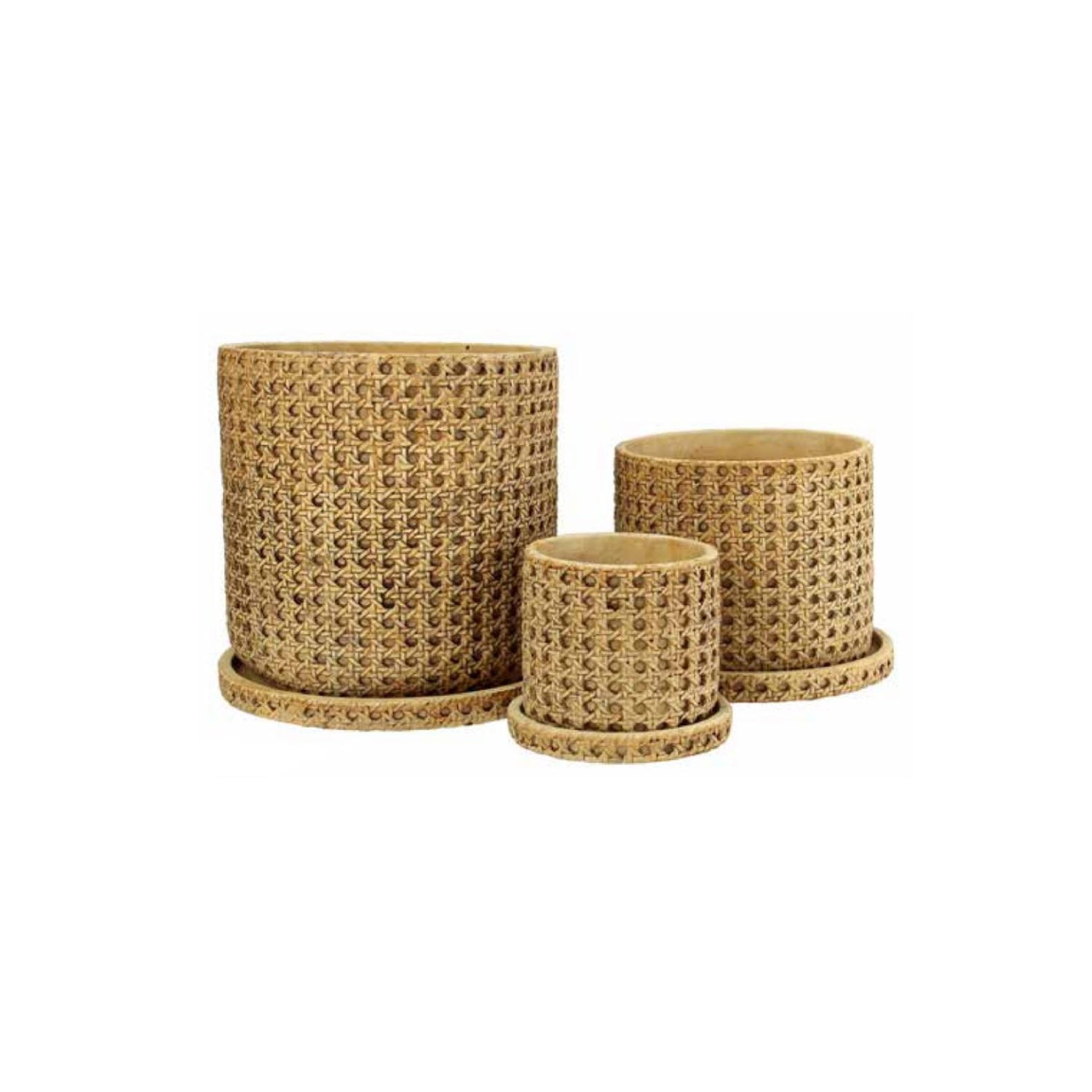 Round Rattan Weave Pots with Saucer