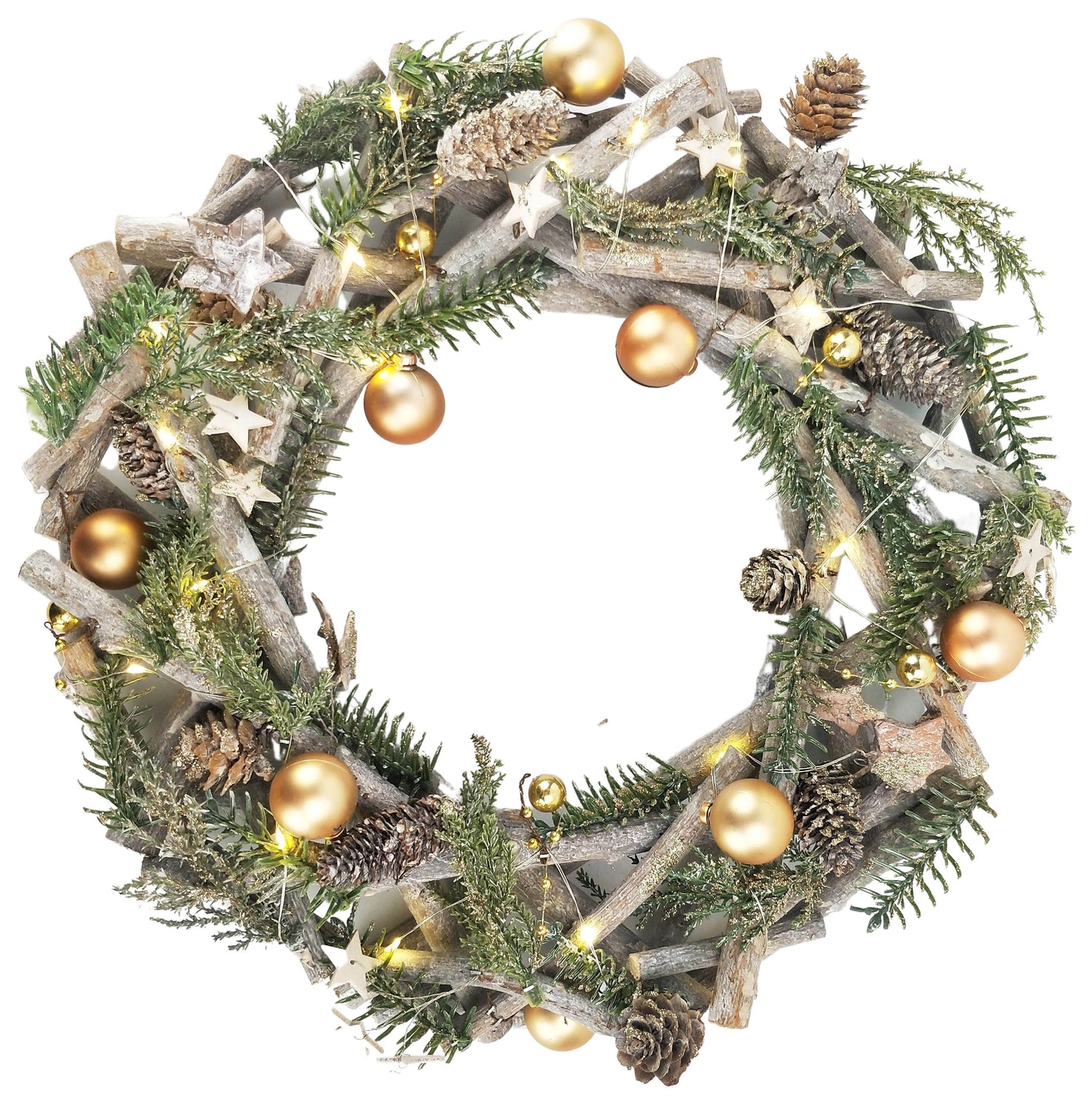 Woodland Christmas Wreath with Lights