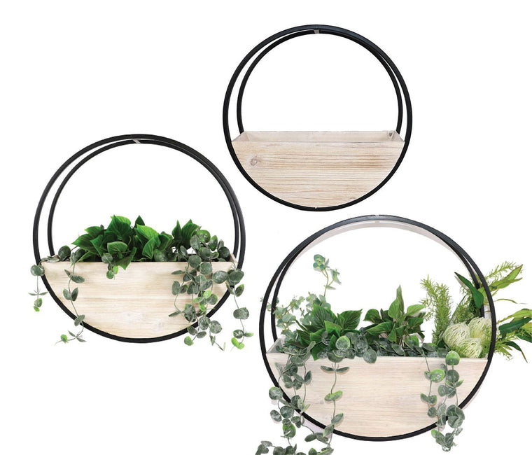 Circle Wall Planter White Wash