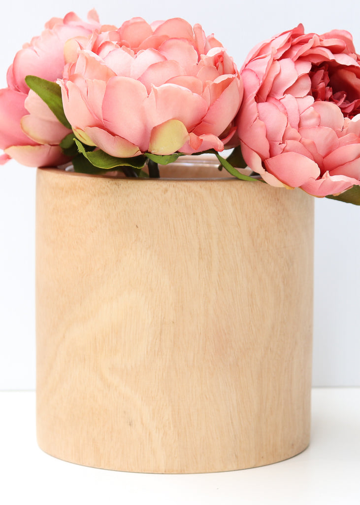 Wooden vase with Glass Insert